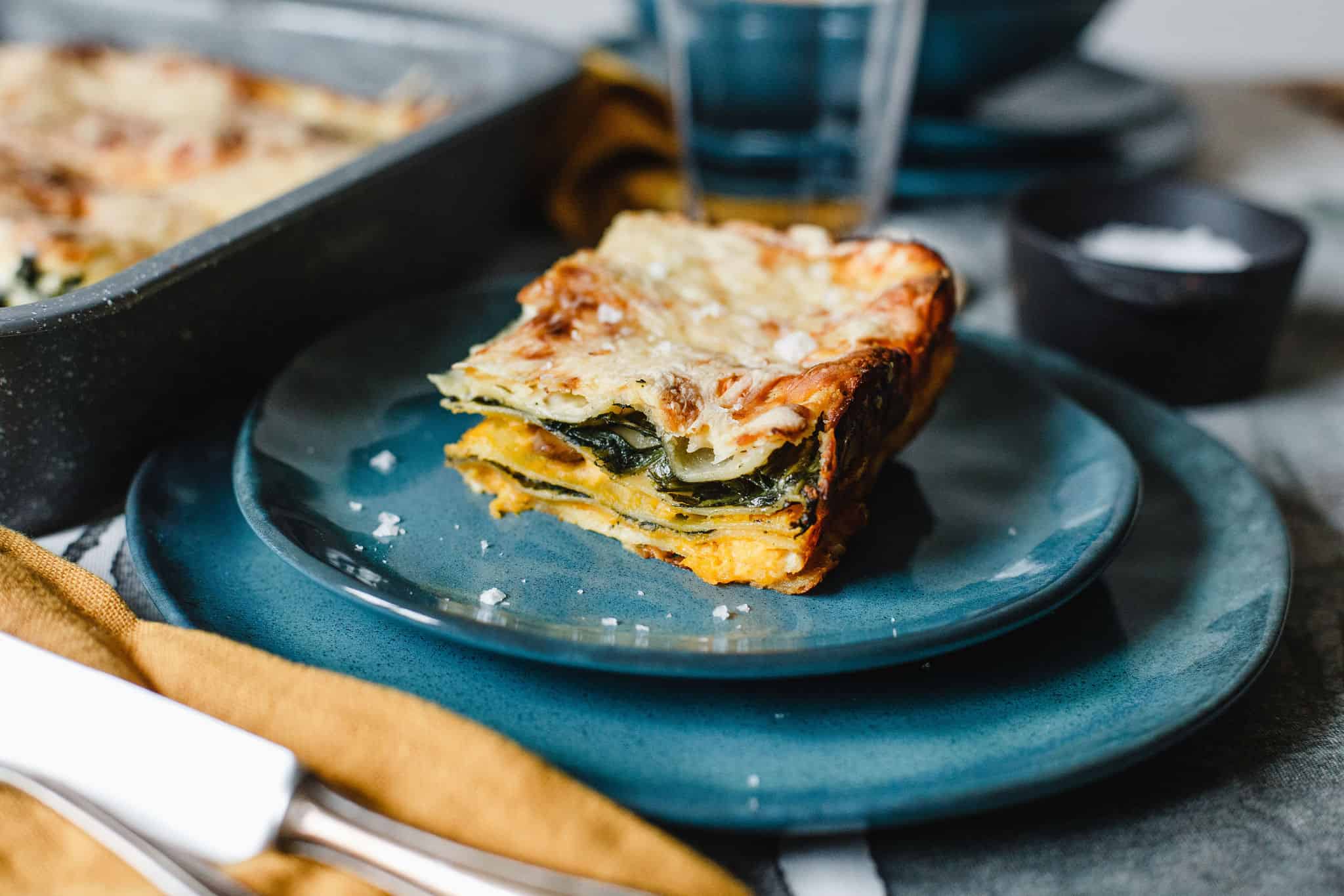 Sütőtökös-gombás lasagne spenóttal