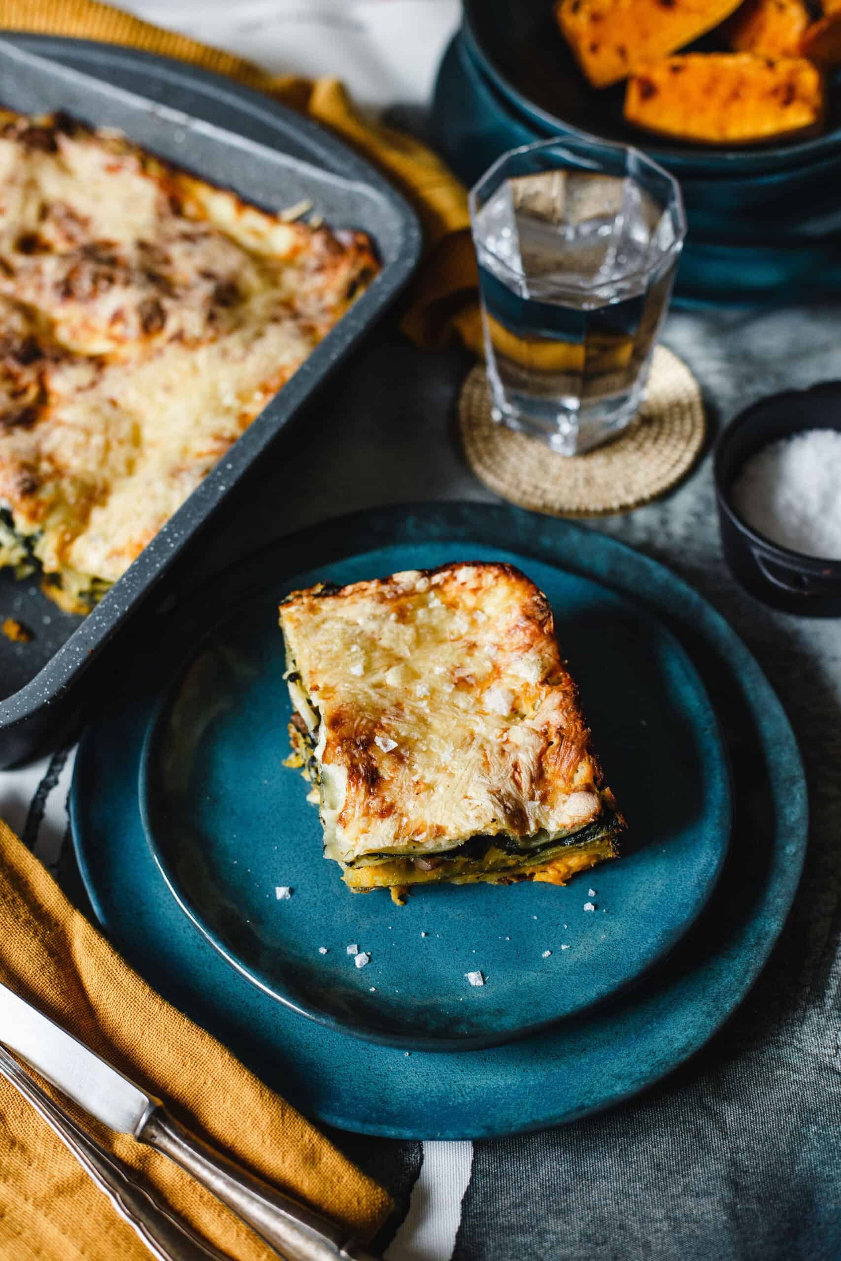 Sütőtökös-gombás lasagne spenóttal