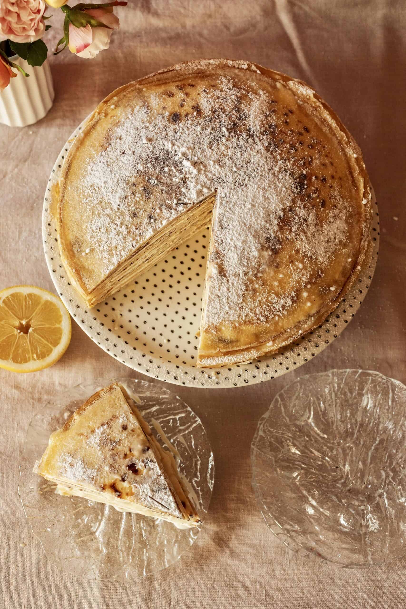 Túrós palacsintatorta citromkrémmel